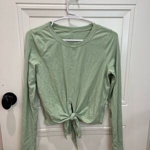 Lululemon Athletica Light Green Tie-Front Long Sleeve Top